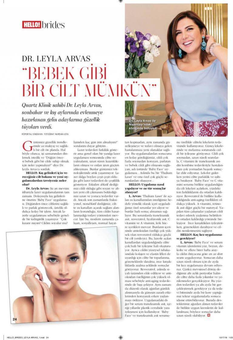 Hello Brides; Bebek gibi bir cilt mümkün! Op.Dr. Leyla Arvas